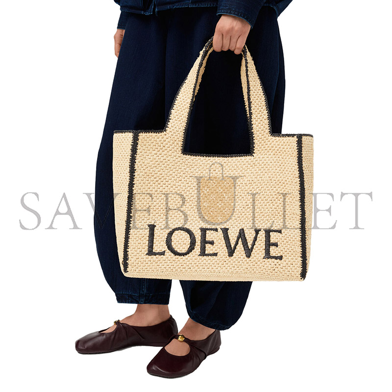 LOEWE LARGE FONT TOTE IN RAFFIA A685B60X03 (36.5*30.5*17cm)